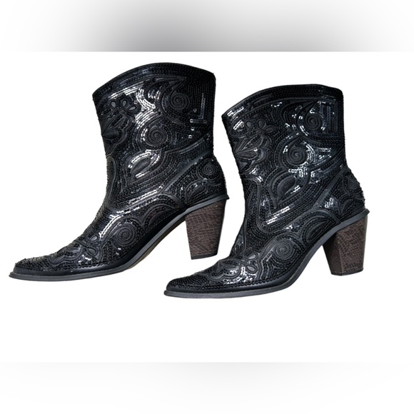 Helens Heart Short Bling & Embroidered boots Size 10 - Picture 2 of 11